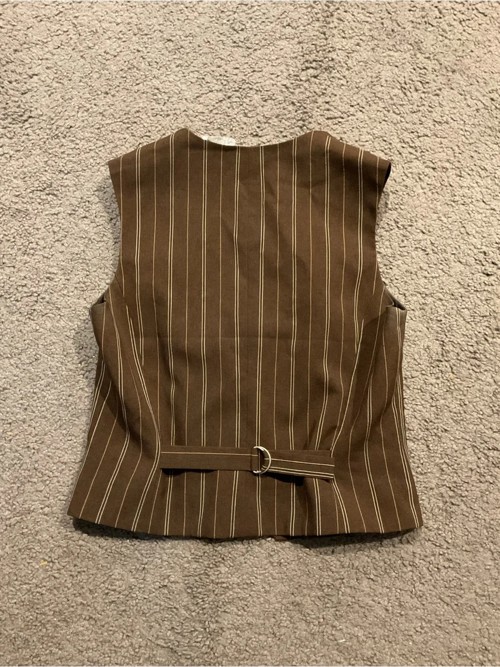 New York & Company Striped Brown Button Up Dress Vest Y2K Suit Work sz 4